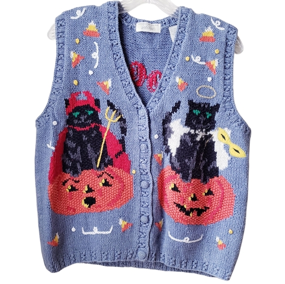 Vintage Lord And Taylor Halloween Knit Sweater Vest - Picture 1 of 15